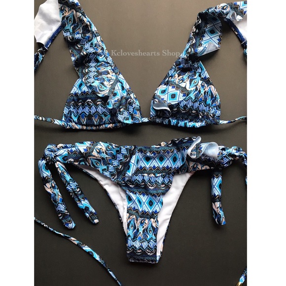 Pattern Ruffle Printed Bikini Set - Picture 2 of 5